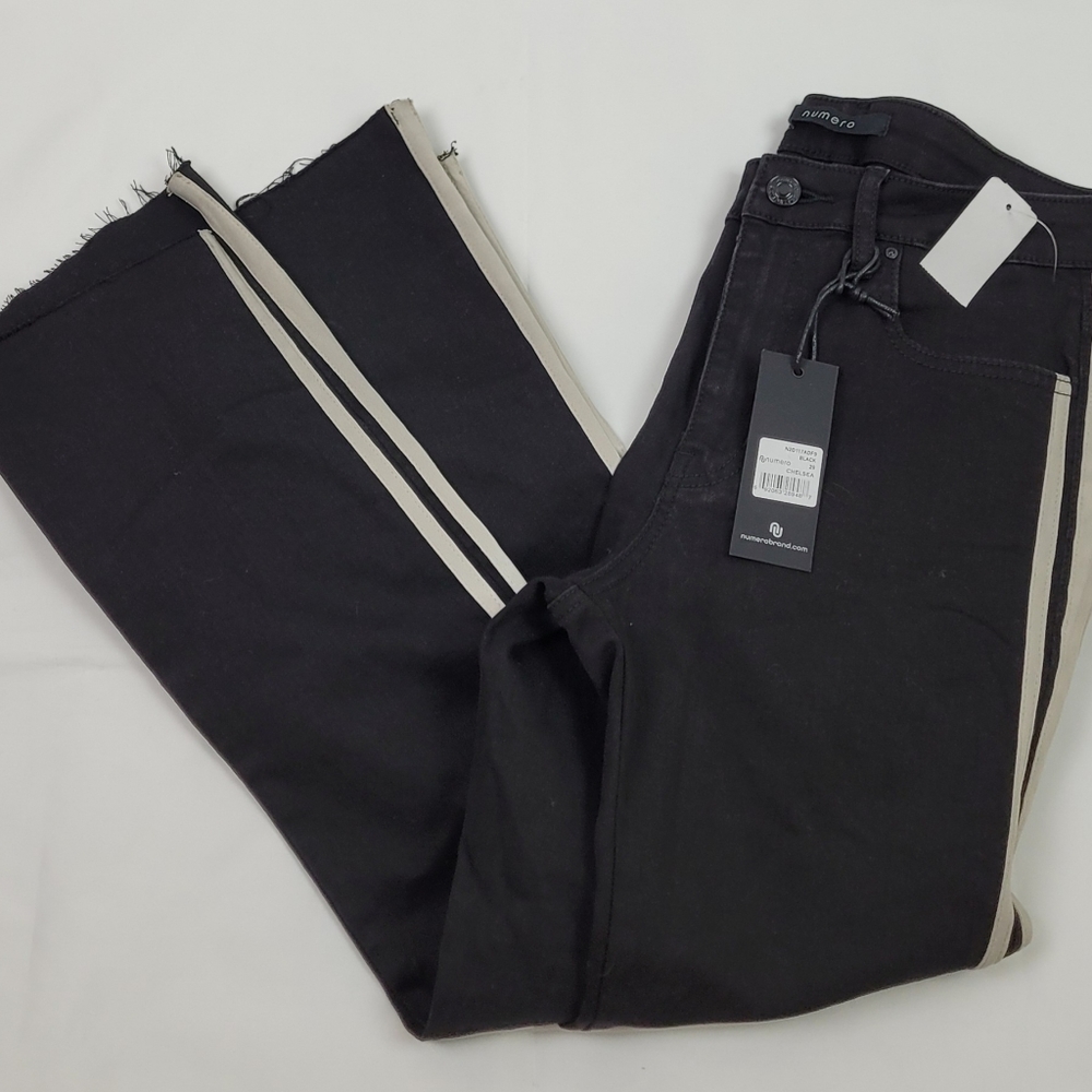 Numero jeans high waist crop flare side striped